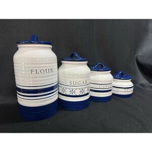 S/4 Ceramic Blue and‎ White Canister Set